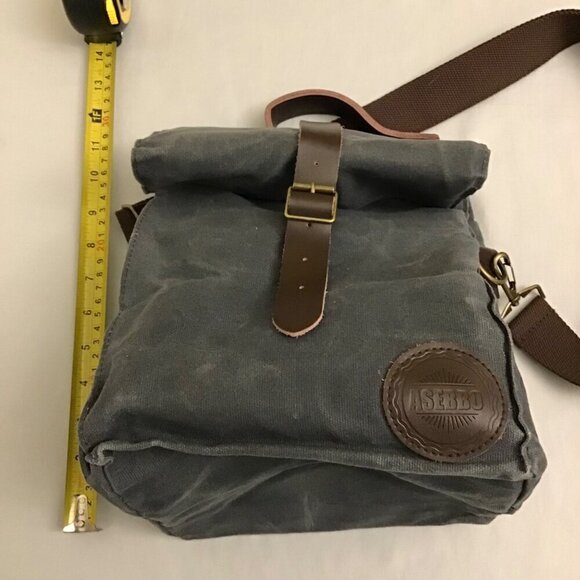 ASEBBO Canvas Insulated Lunch Bag Cooler Gray Shoulder Strap Work Hiking Picnic - Picture 9 of 12